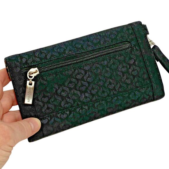 Baggallini black canvas wristlet clutch purse trifold wallet coin pocket ID card - Picture 3 of 6